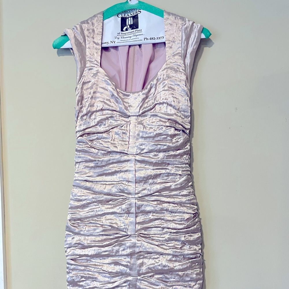 Nicole Miller cocktail mid-length body-con dress in rose pink, size 6